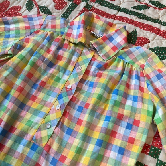 Vintage Tops - 1960’s rainbow plaid top